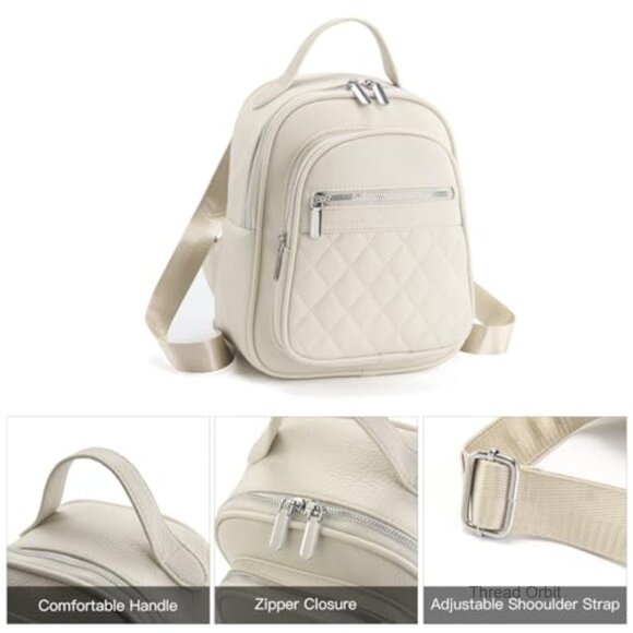 Small PU Leather Backpack Purse for Women Travel Shoulder Bag main image 4